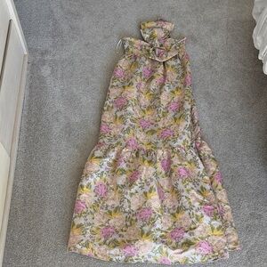 Petal & Pup Pink and Bettina Floral Bow Front One-Shoulder Maxi Dress